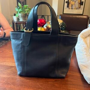 Black Leather Vintage Coach Waverly Bag
